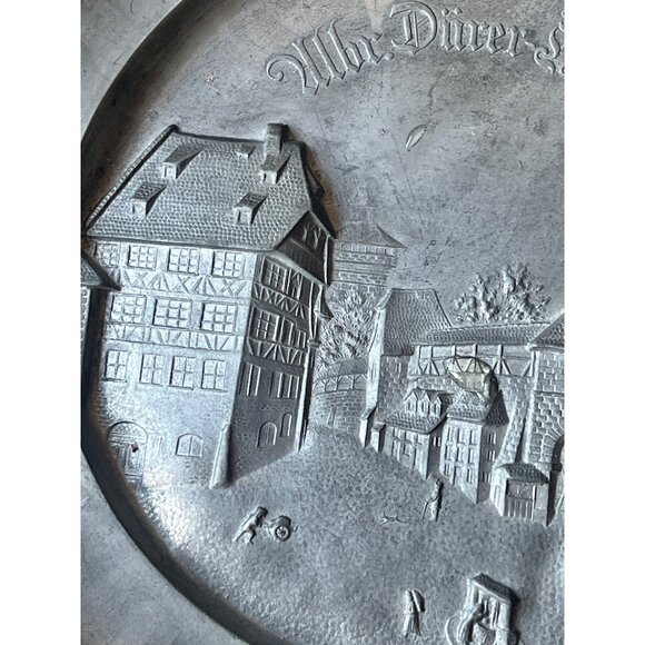 Pewter Plate Nürnberg Albr. Dürer Haus Design 9" D Artists Wall Plate Gift - Picture 7 of 12